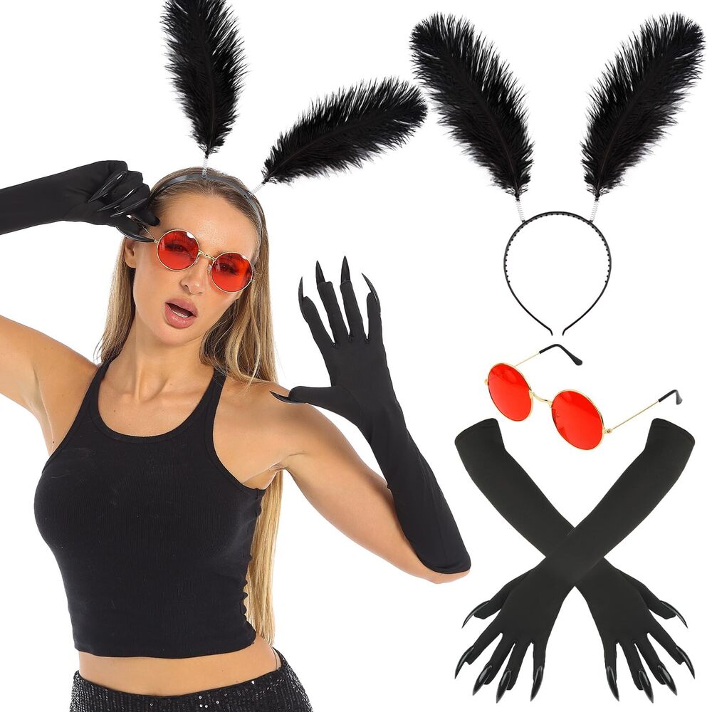 7182 Halloween Mothman Costume Accessoriess Paw Glovess Glasses